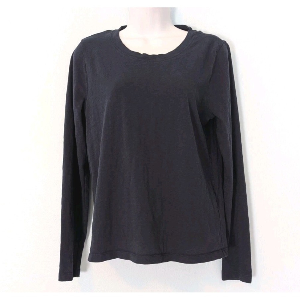 J. Crew Girlfriend Tee Dark Blue T-Shirt Women's Medium Long Sleeve 100% Cotton